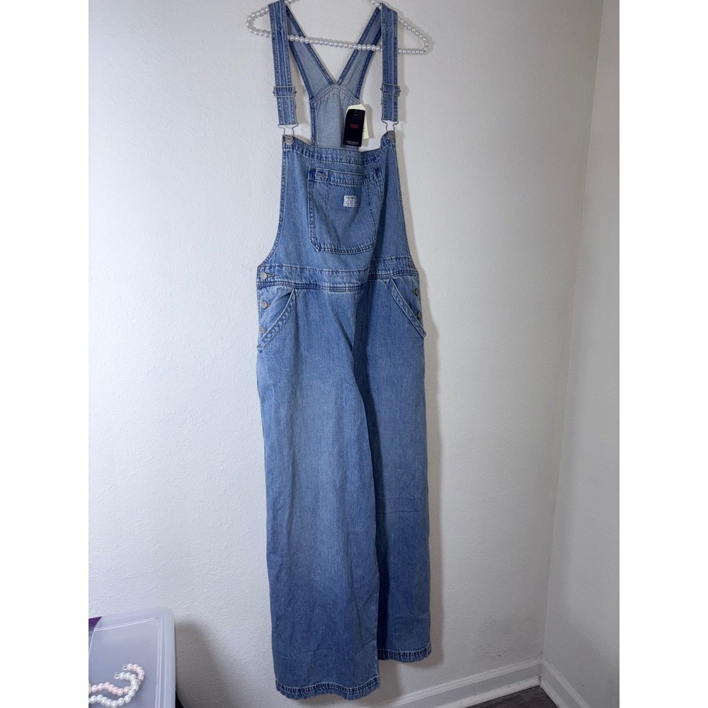 Levi's Denim Overalls XL Blue New Wide Leg Adjustable Straps Workwear Bib Pocket